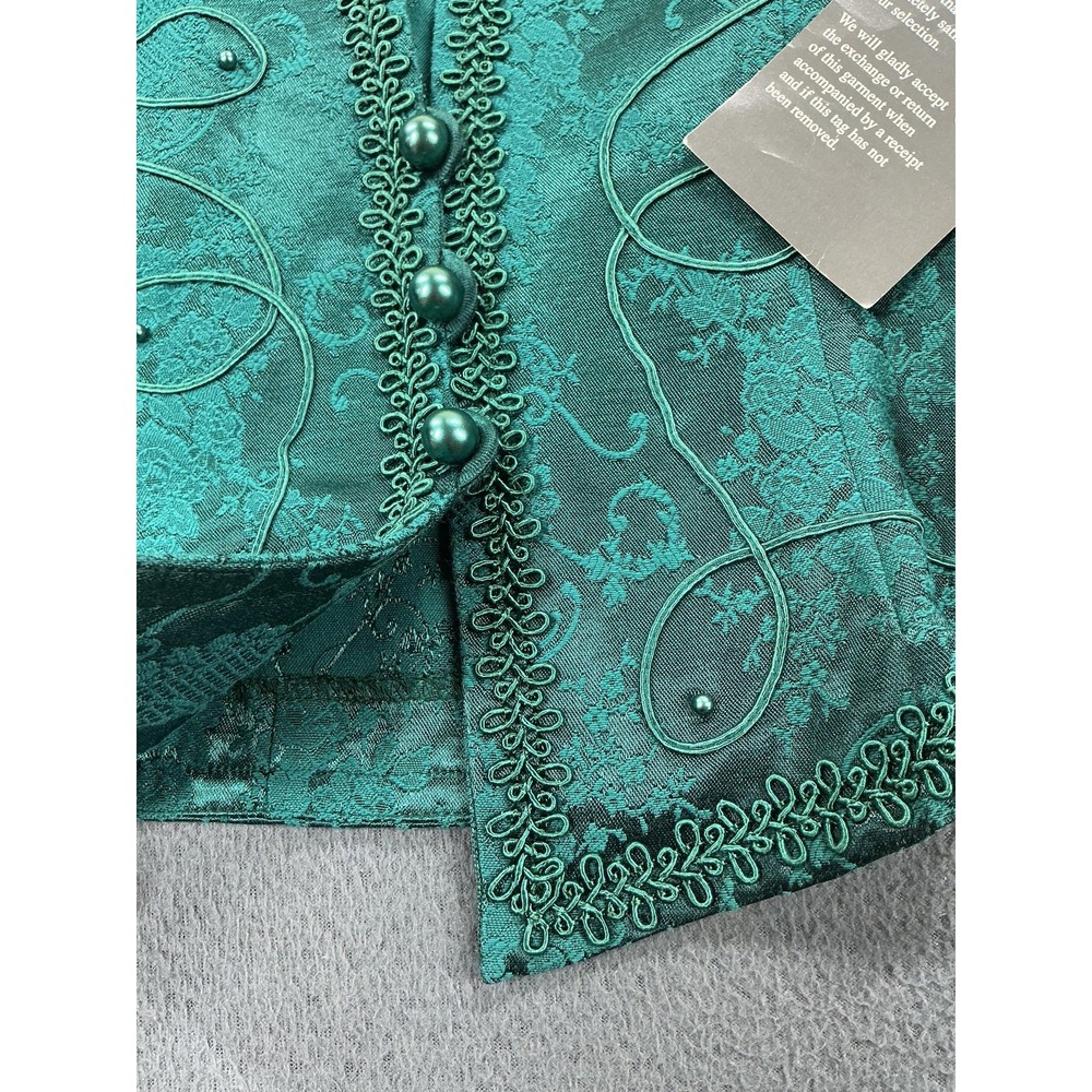 Nah Nah Jacket Womens 8P Green Floral Brocade Button Front Petite‎ Formal - Picture 5 of 10